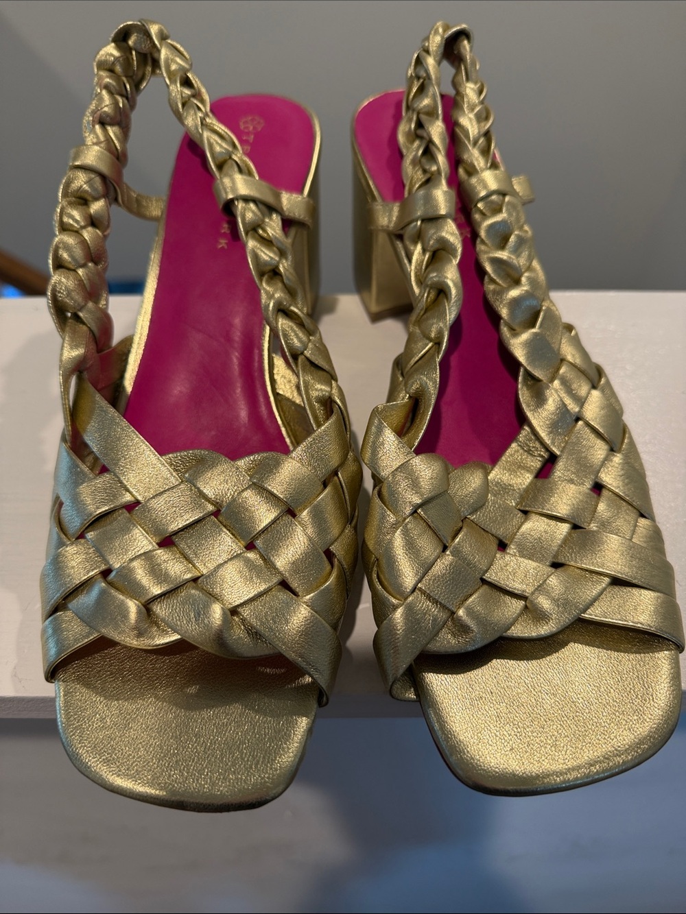 Trina Turk Gold Braided Slingback Heeled Sandal - Women's